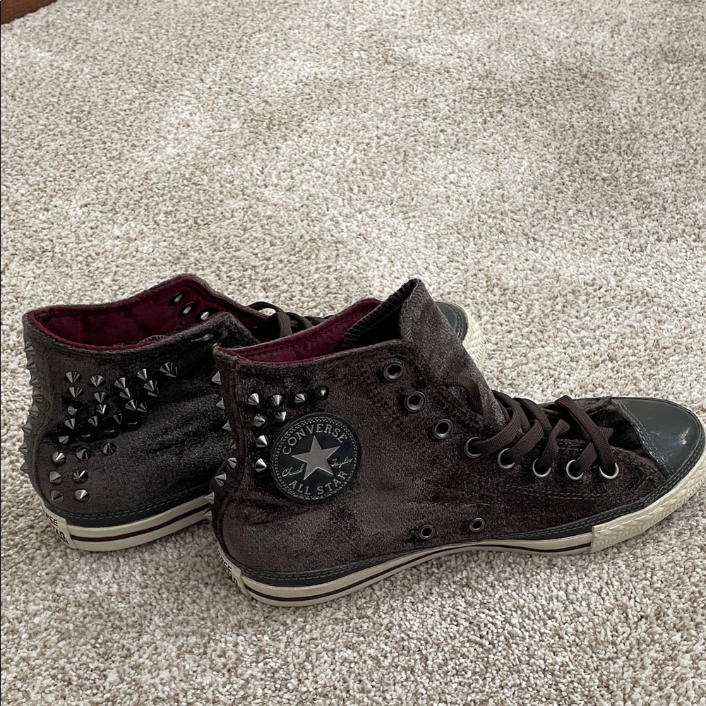Converse Velvet Black Studded High-Top Sneakers